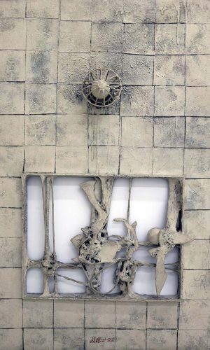 Lucio Del Pezzo, 1962 - WC, Tecnica mista su tavola 118x82 cmn